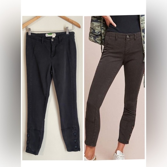 Anthropologie Ribbed Buttoned Ankle Utility Pants Women’s Size 26 - Picture 2 of 11